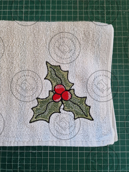 CHRISTMAS SPRIG OF HOLLY Machine Embroidery Design  4" x 4"