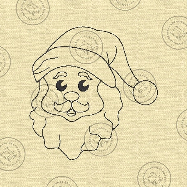 CHRISTMAS SANTA HEAD SKETCH Machine Embroidery Design - CSHS23  4 x 4