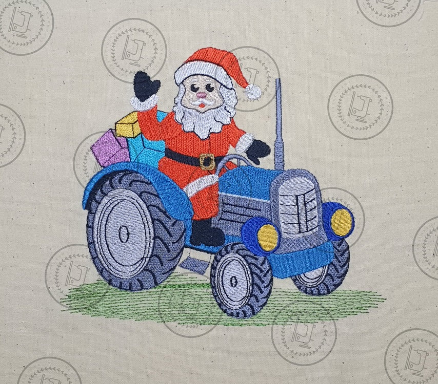 CHRISTMAS SANTA TRACTOR Embroidery Design