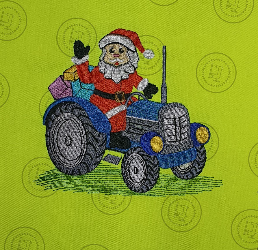 CHRISTMAS SANTA TRACTOR Embroidery Design