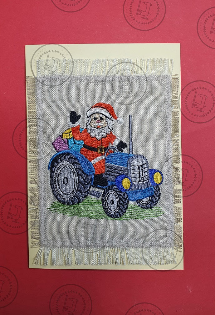 CHRISTMAS SANTA TRACTOR Embroidery Design