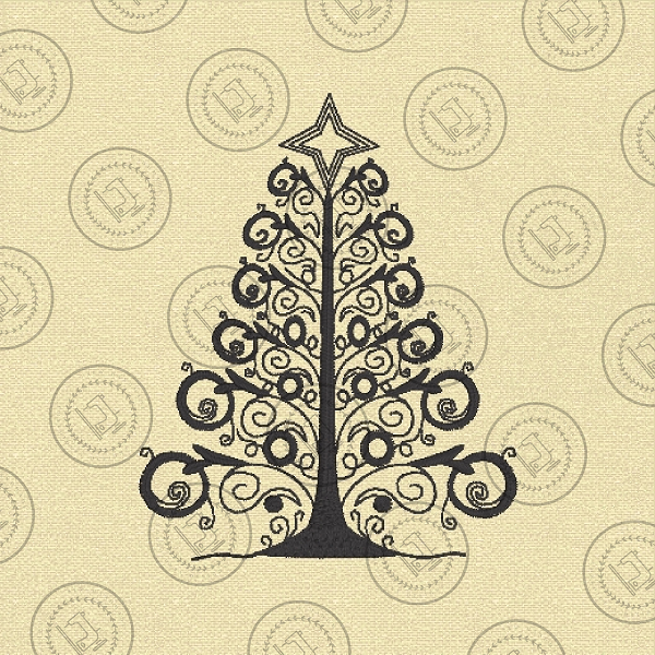SWIRLY SILHOUETTE CHRISTMAS TREE - CT23  3.5 x 4