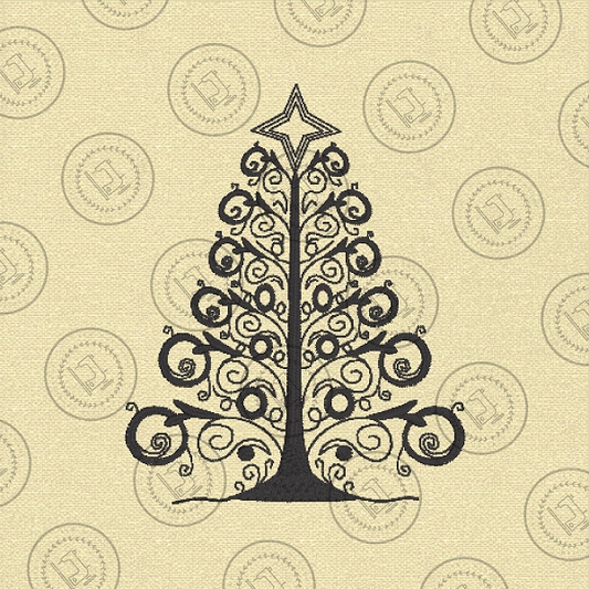 SWIRLY SILHOUETTE CHRISTMAS TREE - CT23  3.5 x 4