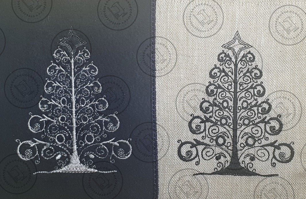 SWIRLY SILHOUETTE CHRISTMAS TREE - CT23  3.5 x 4