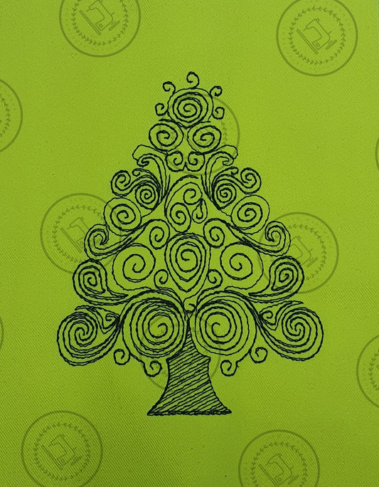 CURLY SILHOUETTE CHRISTMAS TREE Embroidery Design - CT23a  4.5 x 5