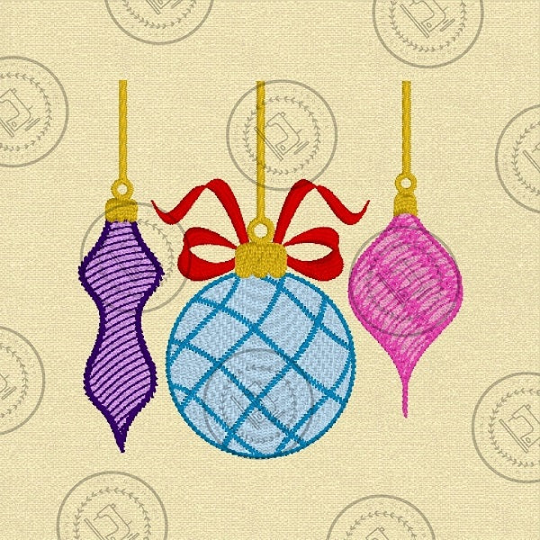 CHRISTMAS BAUBLE TRIO Machine Embroidery Design