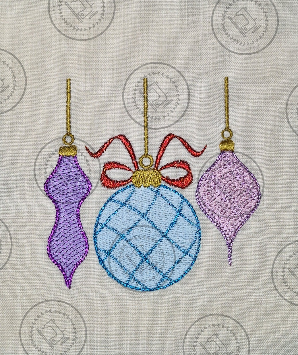 CHRISTMAS BAUBLE TRIO Machine Embroidery Design