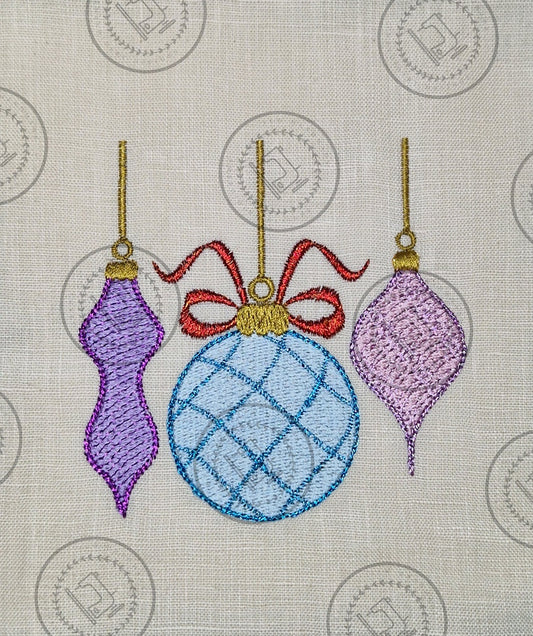 CHRISTMAS BAUBLE TRIO Machine Embroidery Design