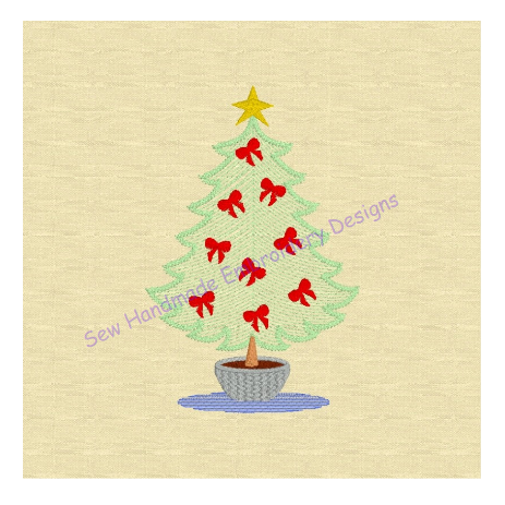 CHRISTMAS BOW TREE Machine Embroidery Design