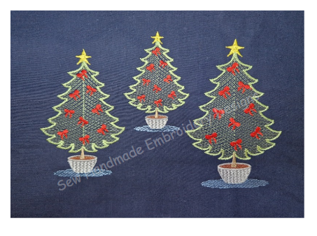 CHRISTMAS BOW TREE Machine Embroidery Design