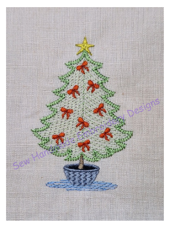 CHRISTMAS BOW TREE Machine Embroidery Design
