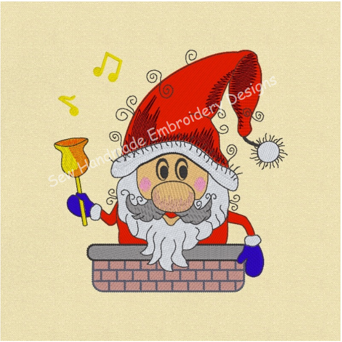 CHRISTMAS CHIMNEY SANTA Machine Embroidery Design