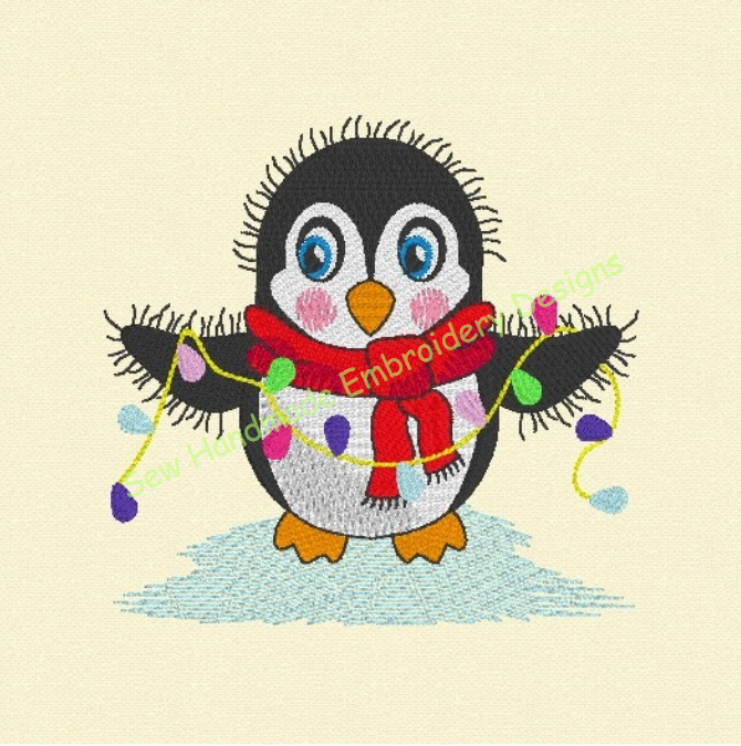 CHRISTMAS PENGUIN Machine Embroidery Design - CP22  4 x 4
