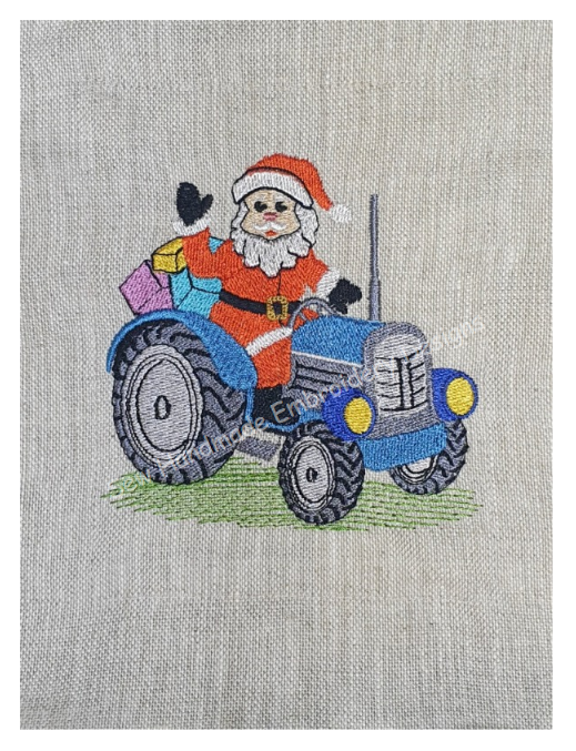 CHRISTMAS SANTA TRACTOR Embroidery Design