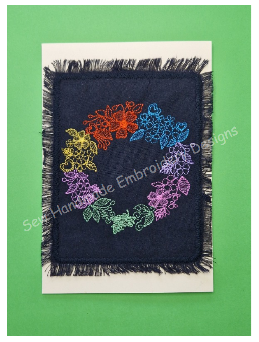 COLOURFUL FLORAL WREATH Machine Embroidery Design - CFW24s   4 x 4