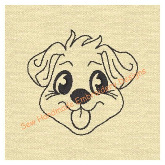 CUTE PUPPY DOG FACE / HEAD Machine Embroidery Design