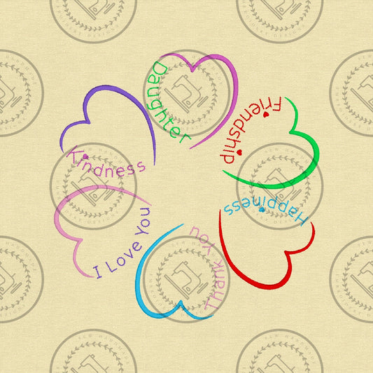 SIX MEANINGFUL HEART HEARTS Machine Embroidery Design