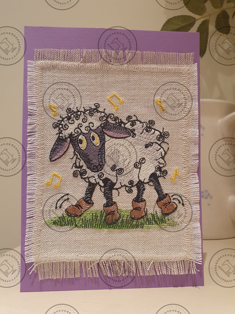 DANCING RAGGY SHEEP Machine Embroidery Design