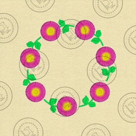 FRINGE FLOWERS CIRCLE Machine Embroidery Design