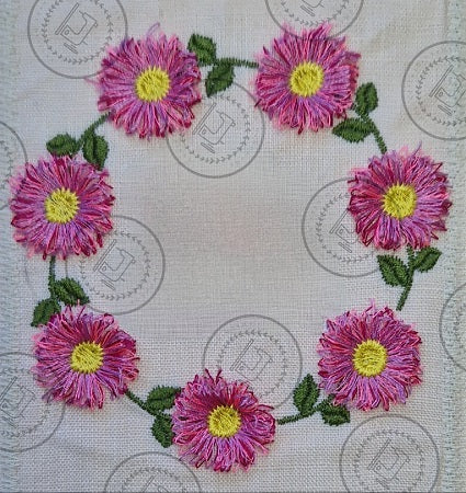 FRINGE FLOWERS CIRCLE Machine Embroidery Design