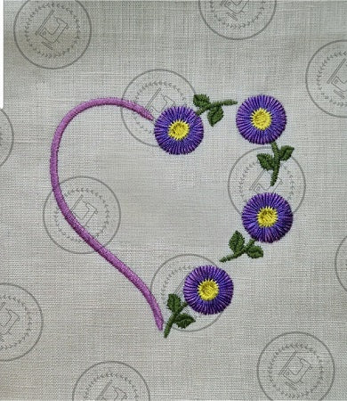 FRINGE FLOWERS HEART Machine Embroidery Design
