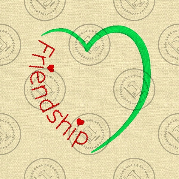 FRIENDSHIP HEART Machine Embroidery Design - FH824  4 x 4