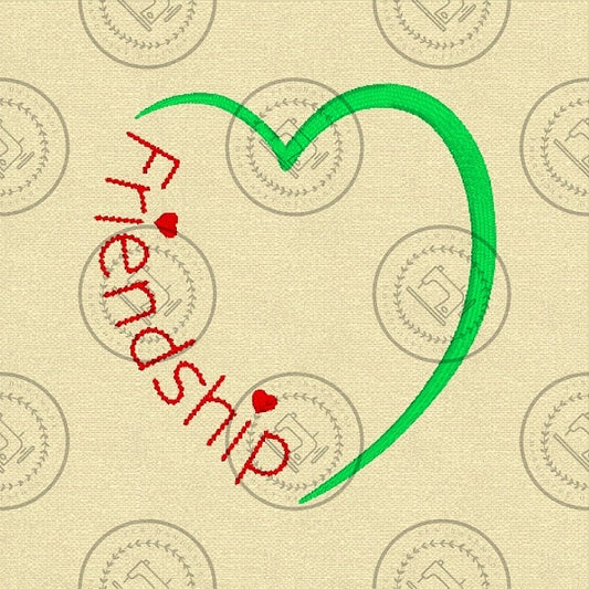 FRIENDSHIP HEART Machine Embroidery Design - FH824  4 x 4