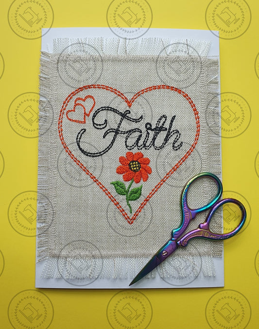 FAITH LOVE HEART Machine Embroidery Design -  FLH624    4 x 4