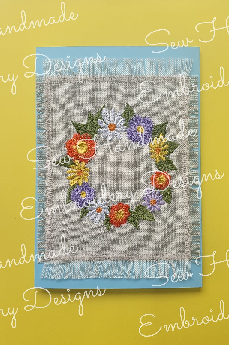 PRETTY FLOWERS FLORAL WREATH Embroidery Design