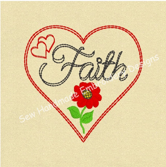 FAITH LOVE HEART Machine Embroidery Design -  FLH624    4 x 4