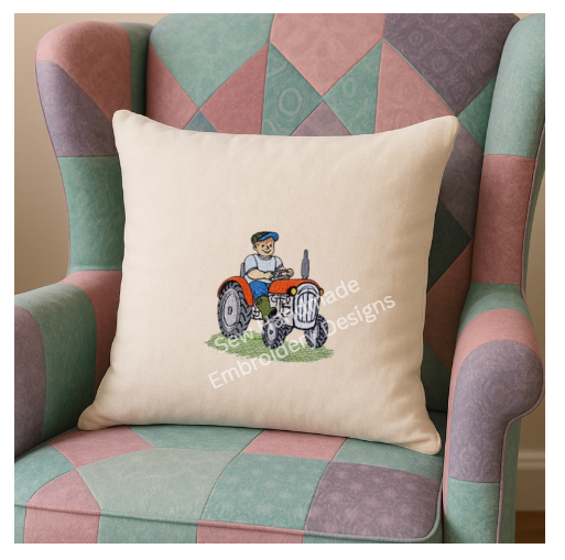 FARMER ON HIS TRACTOR Machine Embroidery Design