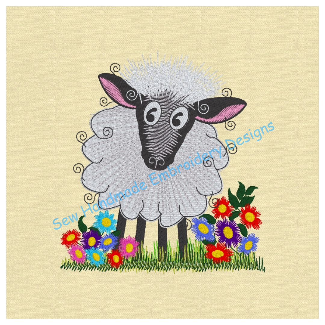 RAGGY FLUFFY EWE SHEEP Machine Embroidery Design