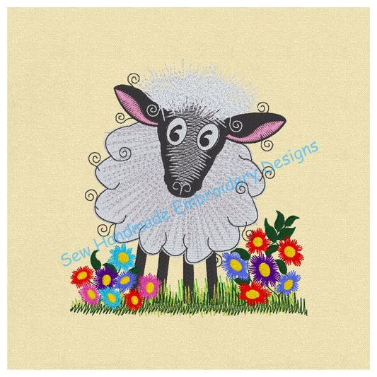 RAGGY FLUFFY EWE SHEEP Machine Embroidery Design