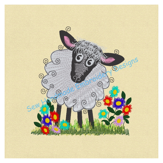 RAGGY FLUFFY LAMB SHEEP Machine Embroidery Design
