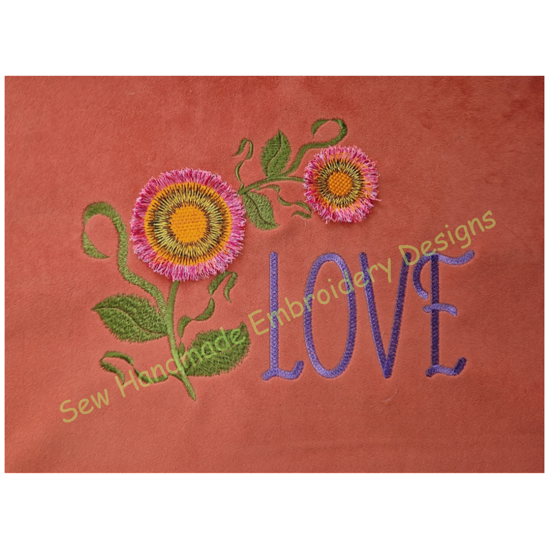 FRINGE FLOWER LOVE Machine Embroidery Design