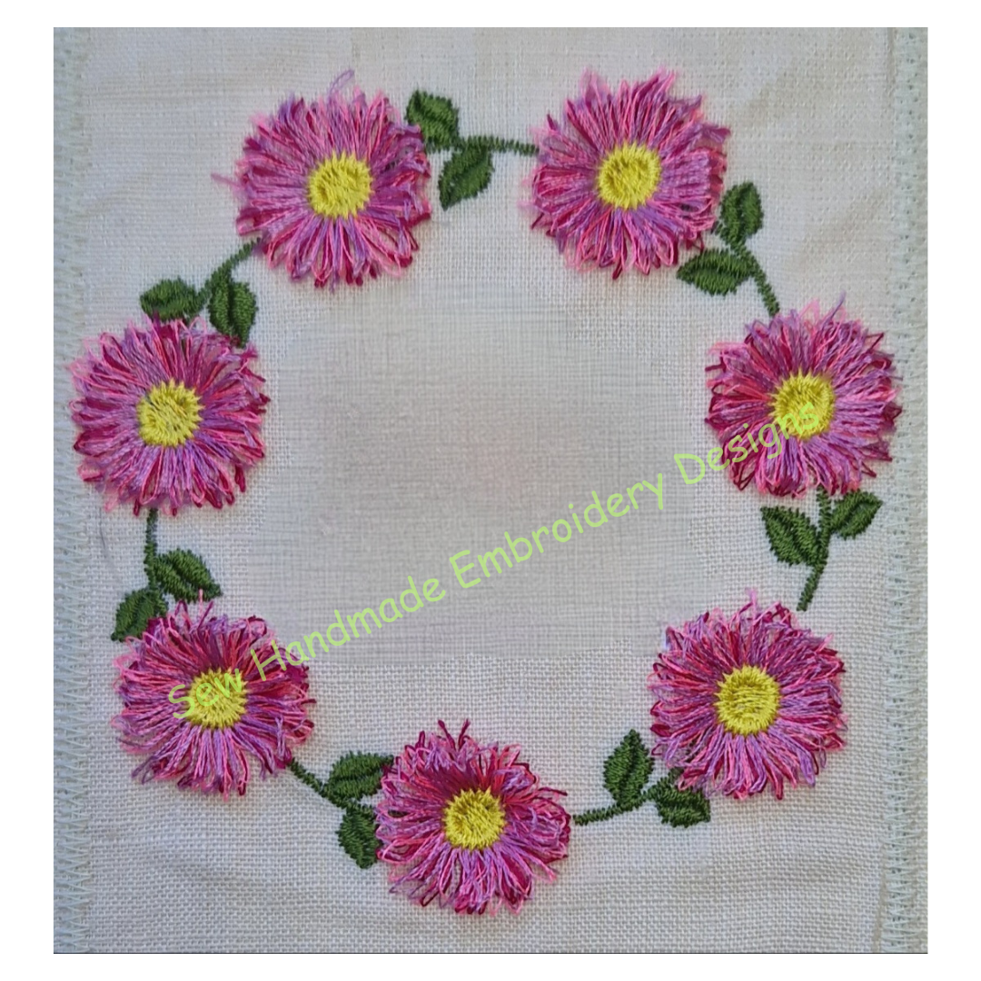 FRINGE FLOWERS CIRCLE Machine Embroidery Design