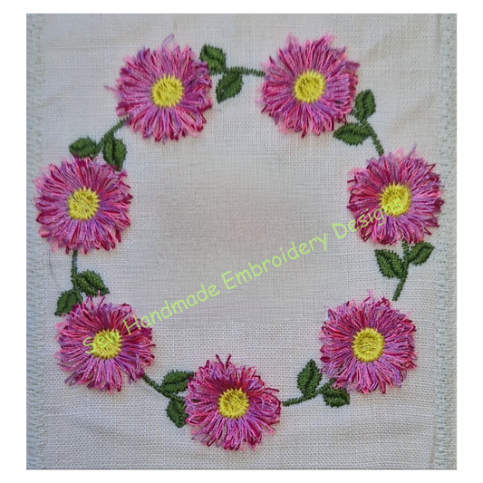 FRINGE FLOWERS CIRCLE Machine Embroidery Design