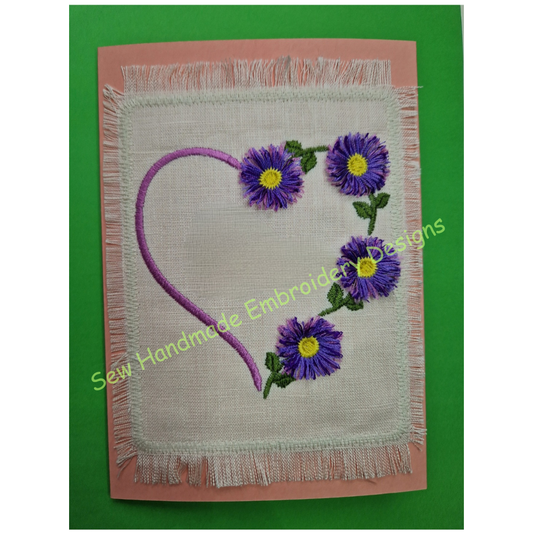 FRINGE FLOWERS HEART Machine Embroidery Design