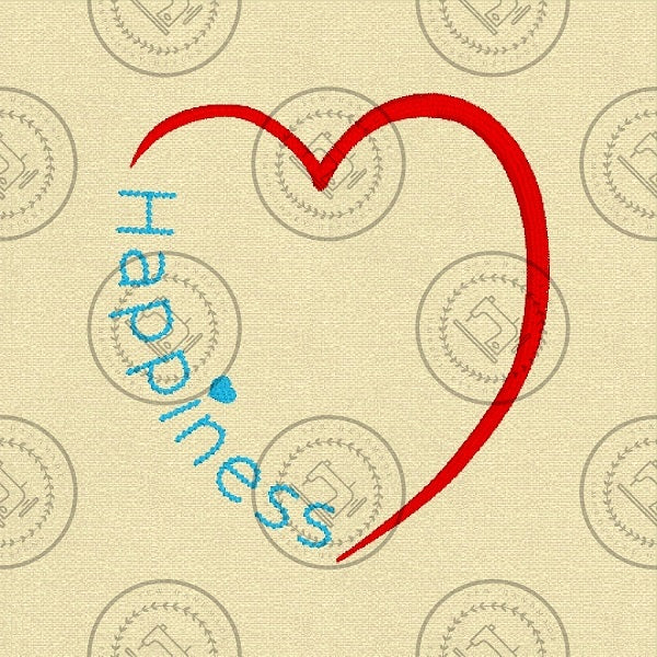 HAPPINESS HEART Machine Embroidery Design - HH824  4 x 4