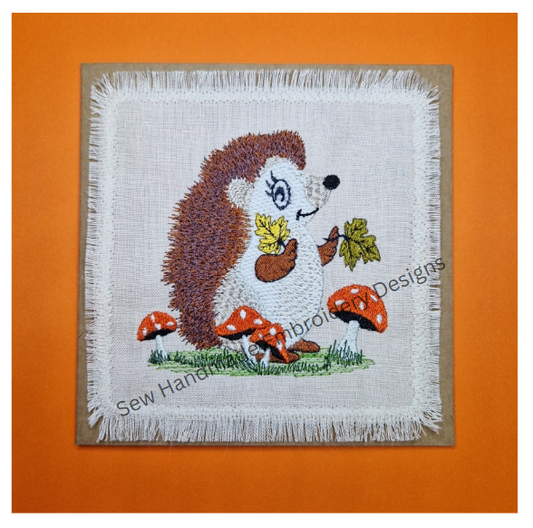 HEDGEHOG IN THE TOADSTOOLS Machine Embroidery Design