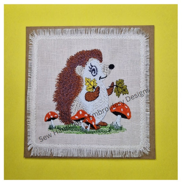 HEDGEHOG IN THE TOADSTOOLS Machine Embroidery Design
