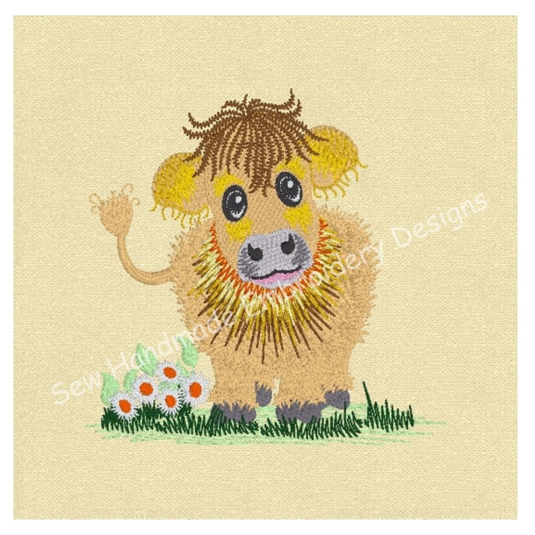 JERSEY COW COO with FLOWERS Machine Embroidery Design