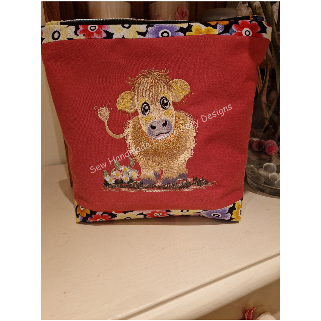 JERSEY COW COO with FLOWERS Machine Embroidery Design