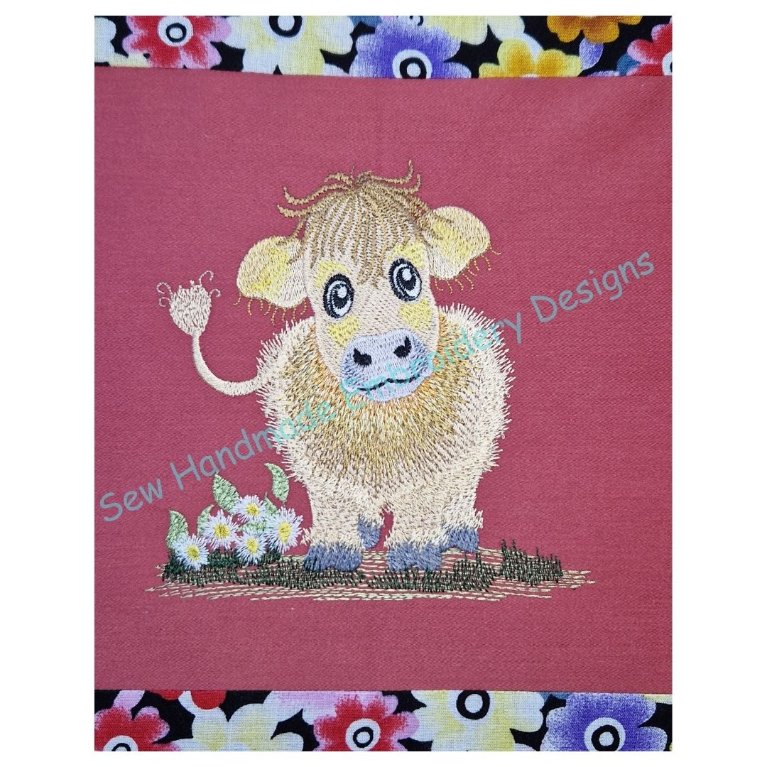 JERSEY COW COO with FLOWERS Machine Embroidery Design