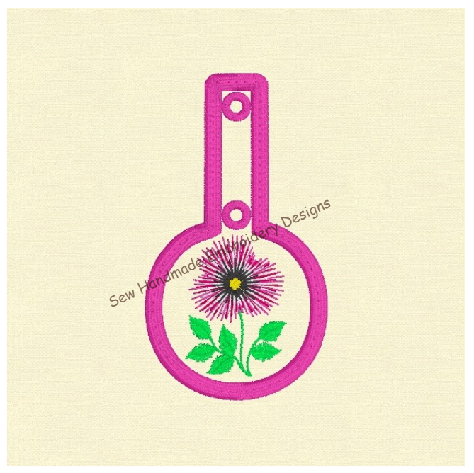 IN THE HOOP - ITH - KF1 - KEY FOB FLOWER Machine Embroidery Design