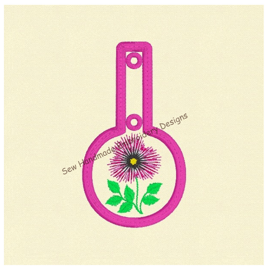 IN THE HOOP - ITH - KF1 - KEY FOB FLOWER Machine Embroidery Design