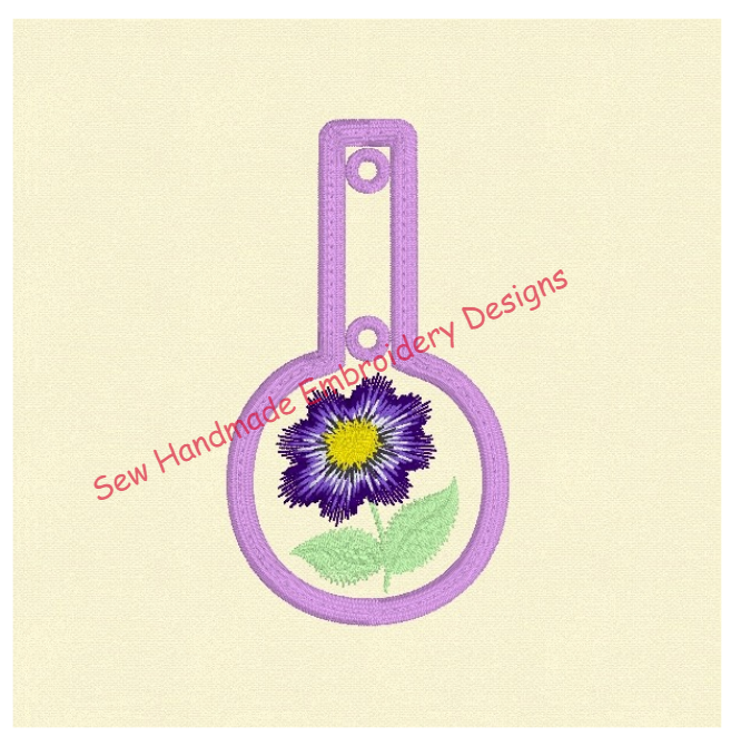 IN THE HOOP - ITH - KF2 - KEY FOB PANSY Machine Embroidery Design
