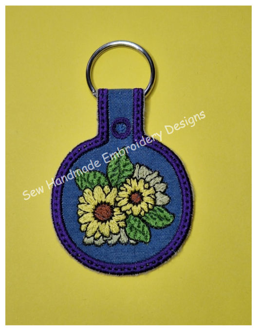 IN THE HOOP - ITH - KF3 - KEY FOB SUNFLOWERS Machine Embroidery Design