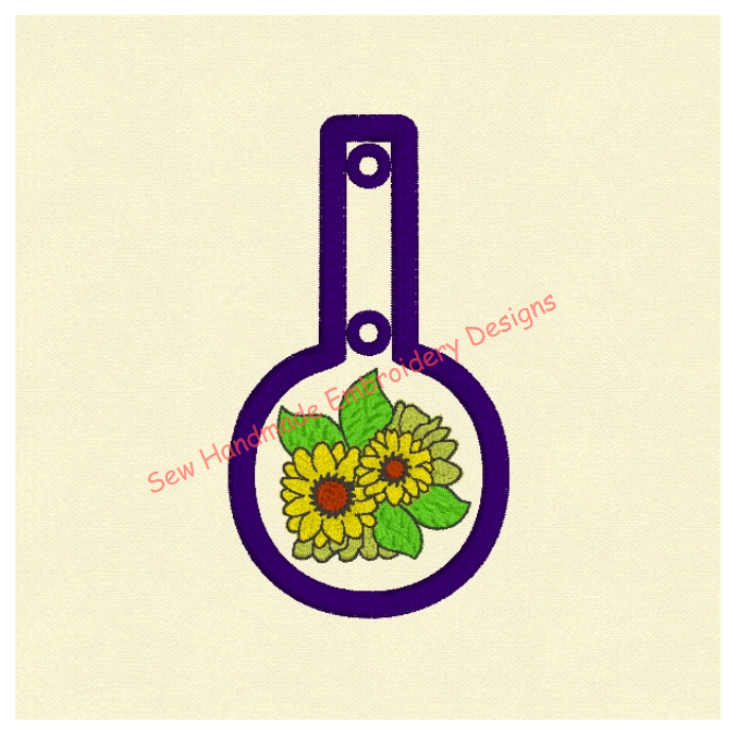 IN THE HOOP - ITH - KF3 - KEY FOB SUNFLOWERS Machine Embroidery Design