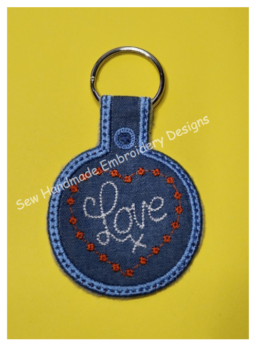 IN THE HOOP - ITH - KF4 - KEY FOB LOVE HEART Machine Embroidery Design
